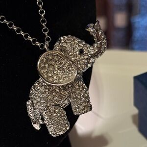 Sparkling Silver Crystal Elephant Necklace